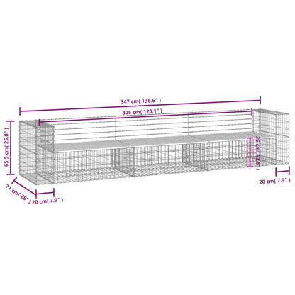 Gartenbank Aus Gabionen 347X71X65,5 Cm Massivholz Douglasie