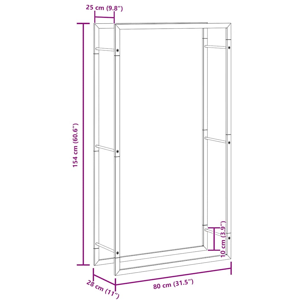 Brennholzregal 80X28X154 Cm Edelstahl