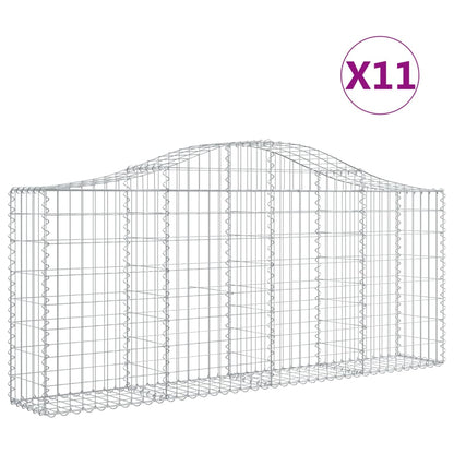Gabionen Mit Hochbogen 11 Stk. 200X30X80/100Cm Verzinktes Eisen
