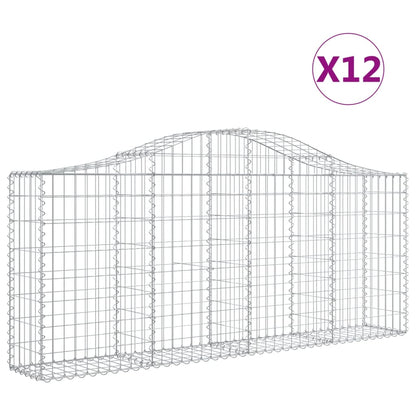 Gabionen Mit Hochbogen 12 Stk. 200X30X80/100Cm Verzinktes Eisen