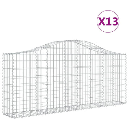 Gabionen Mit Hochbogen 13 Stk. 200X30X80/100Cm Verzinktes Eisen