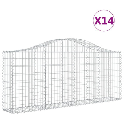 Gabionen Mit Hochbogen 14 Stk. 200X30X80/100Cm Verzinktes Eisen
