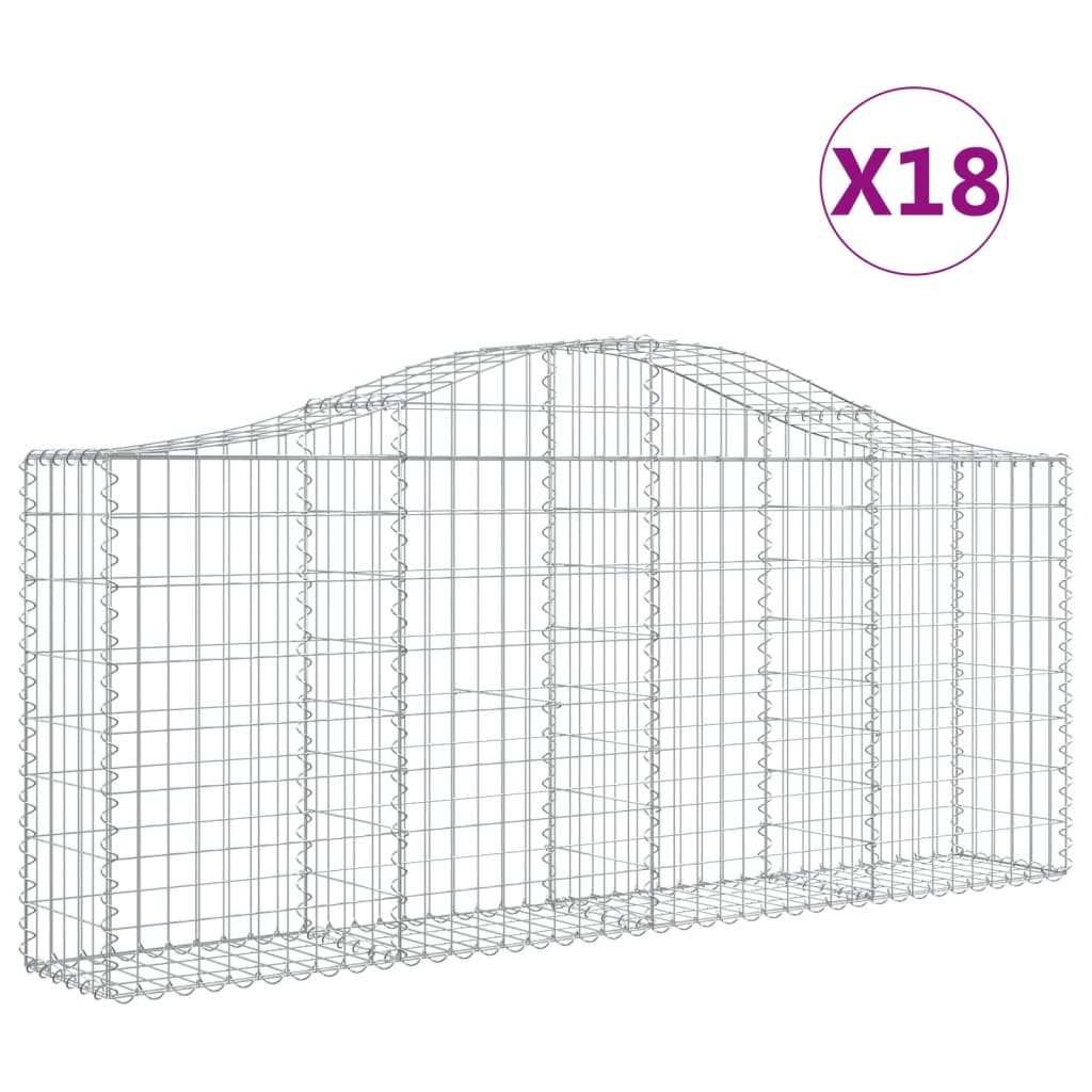 Gabionen Mit Hochbogen 18 Stk. 200X30X80/100Cm Verzinktes Eisen