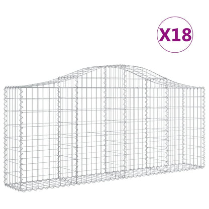 Gabionen Mit Hochbogen 18 Stk. 200X30X80/100Cm Verzinktes Eisen