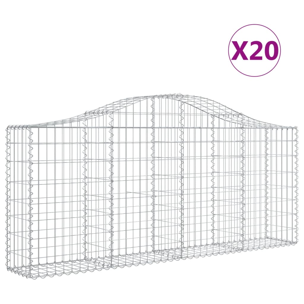 Gabionen Mit Hochbogen 20 Stk. 200X30X80/100Cm Verzinktes Eisen