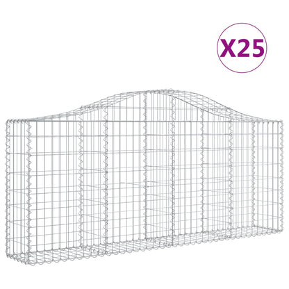 Gabionen Mit Hochbogen 25 Stk. 200X30X80/100Cm Verzinktes Eisen