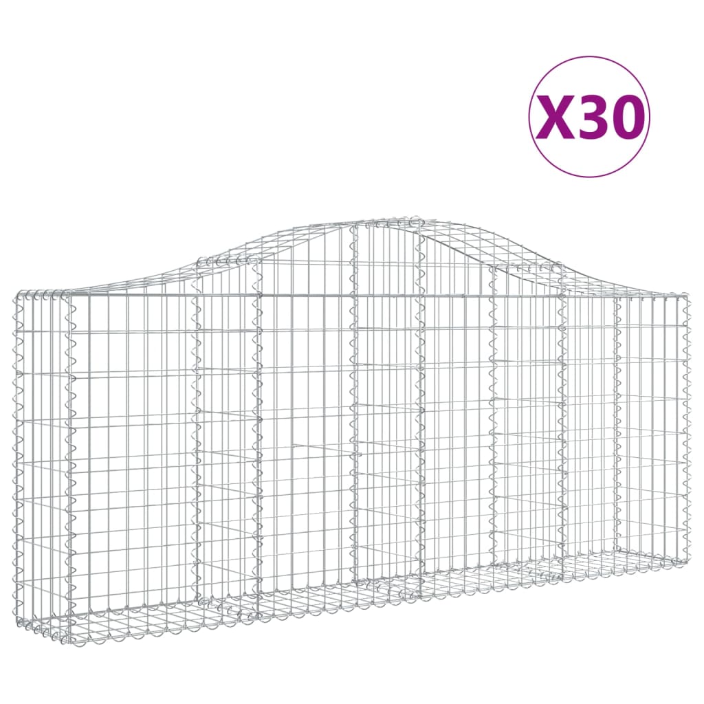 Gabionen Mit Hochbogen 30 Stk. 200X30X80/100Cm Verzinktes Eisen