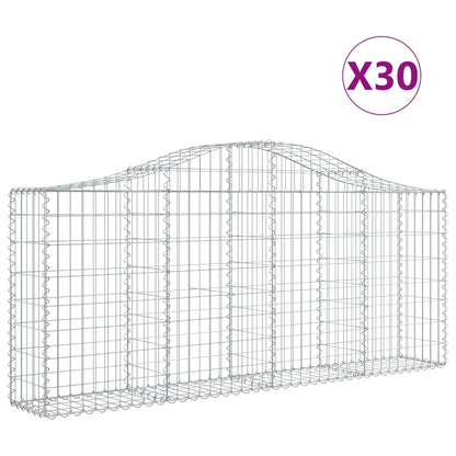 Gabionen Mit Hochbogen 30 Stk. 200X30X80/100Cm Verzinktes Eisen