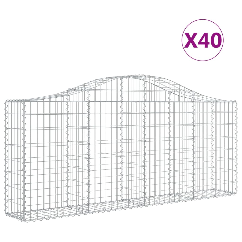 Gabionen Mit Hochbogen 40 Stk. 200X30X80/100Cm Verzinktes Eisen
