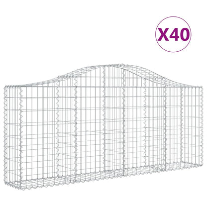 Gabionen Mit Hochbogen 40 Stk. 200X30X80/100Cm Verzinktes Eisen