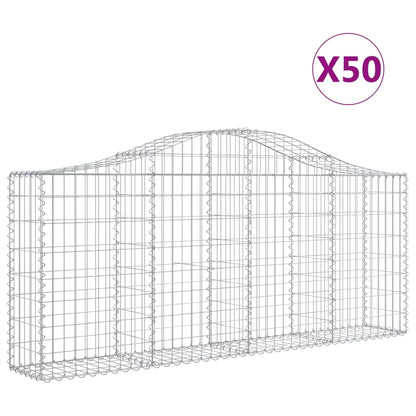 Gabionen Mit Hochbogen 50 Stk. 200X30X80/100Cm Verzinktes Eisen