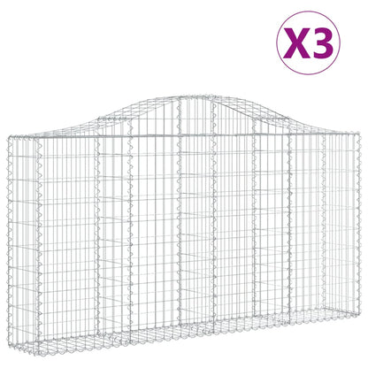Gabionen Mit Hochbogen 3 Stk. 200X30X100/120Cm Verzinktes Eisen