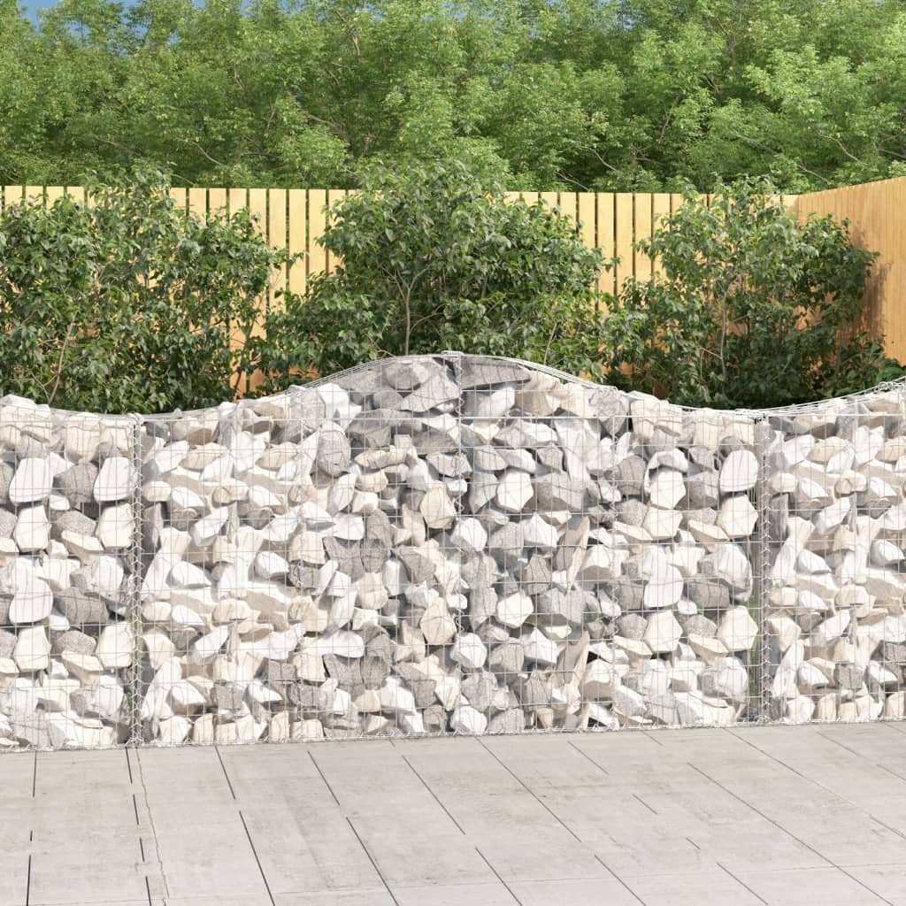 Gabionen Mit Hochbogen 9 Stk. 200X30X100/120Cm Verzinktes Eisen