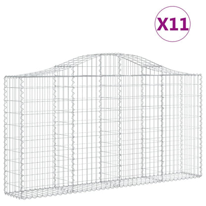 Gabionen Mit Hochbogen 11Stk. 200X30X100/120Cm Verzinktes Eisen