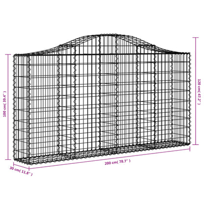 Gabionen Mit Hochbogen 12Stk. 200X30X100/120Cm Verzinktes Eisen
