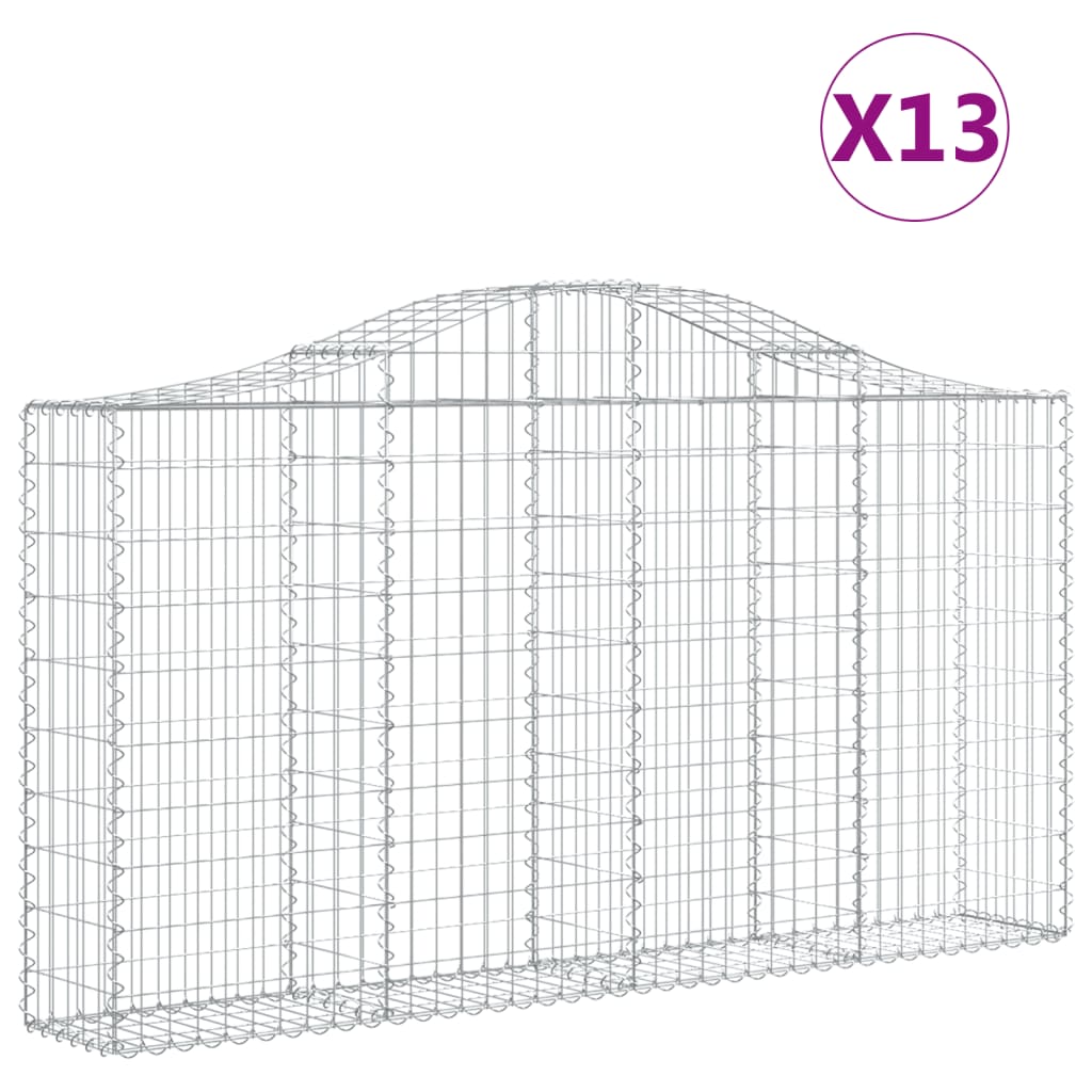 Gabionen Mit Hochbogen 13Stk. 200X30X100/120Cm Verzinktes Eisen