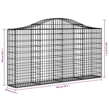 Gabionen Mit Hochbogen 15Stk. 200X30X100/120Cm Verzinktes Eisen