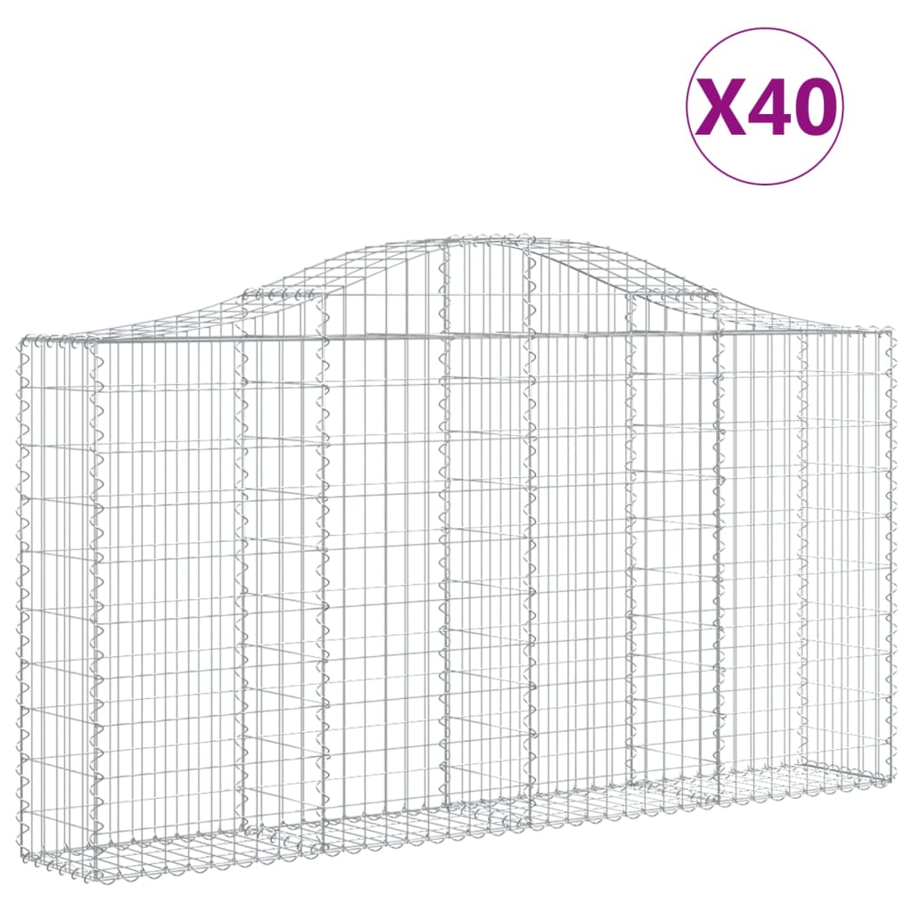 Gabionen Mit Hochbogen 40Stk. 200X30X100/120Cm Verzinktes Eisen