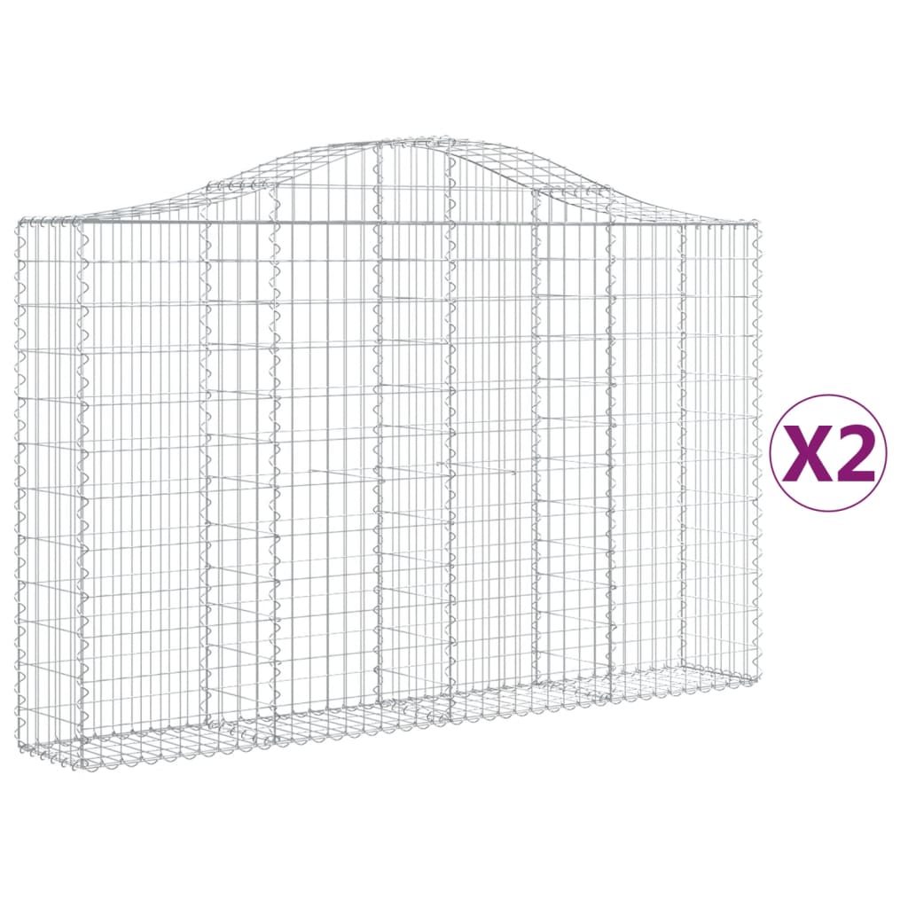 Gabionen Mit Hochbogen 2 Stk. 200X30X120/140Cm Verzinktes Eisen