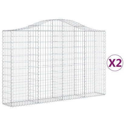 Gabionen Mit Hochbogen 2 Stk. 200X30X120/140Cm Verzinktes Eisen