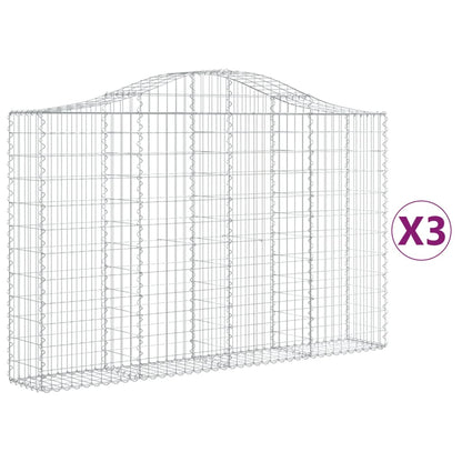 Gabionen Mit Hochbogen 3 Stk. 200X30X120/140Cm Verzinktes Eisen