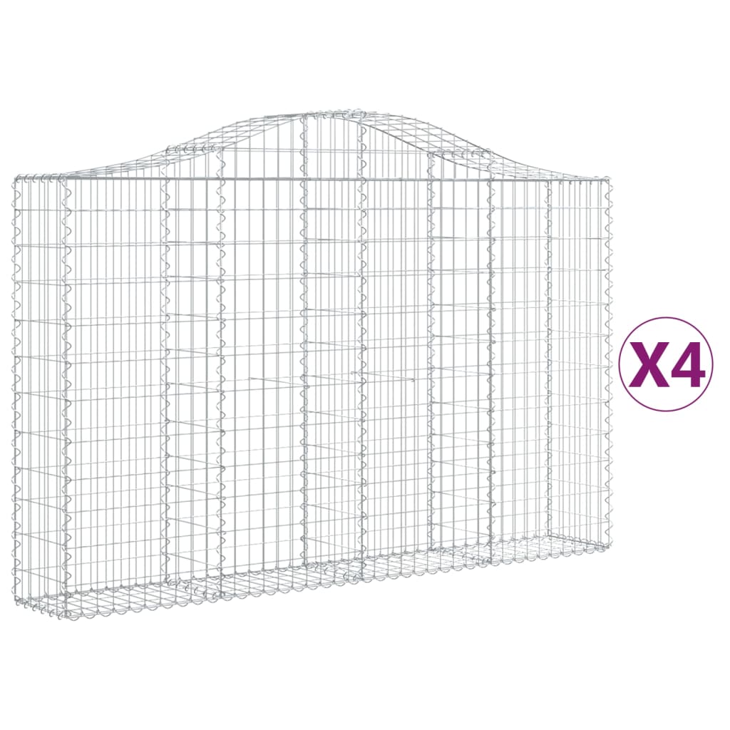 Gabionen Mit Hochbogen 4 Stk. 200X30X120/140Cm Verzinktes Eisen