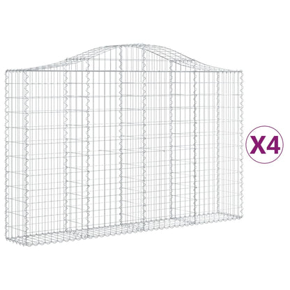 Gabionen Mit Hochbogen 4 Stk. 200X30X120/140Cm Verzinktes Eisen