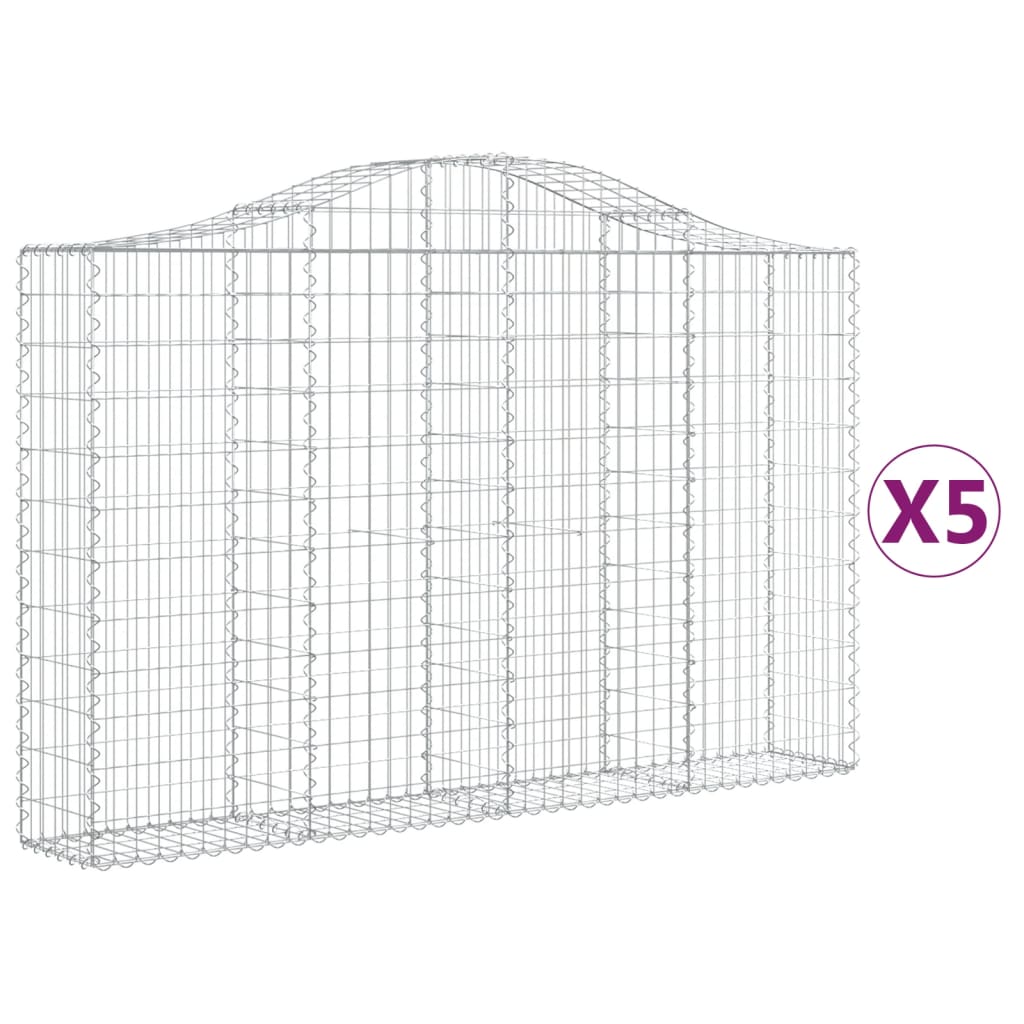Gabionen Mit Hochbogen 5 Stk. 200X30X120/140Cm Verzinktes Eisen