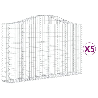 Gabionen Mit Hochbogen 5 Stk. 200X30X120/140Cm Verzinktes Eisen