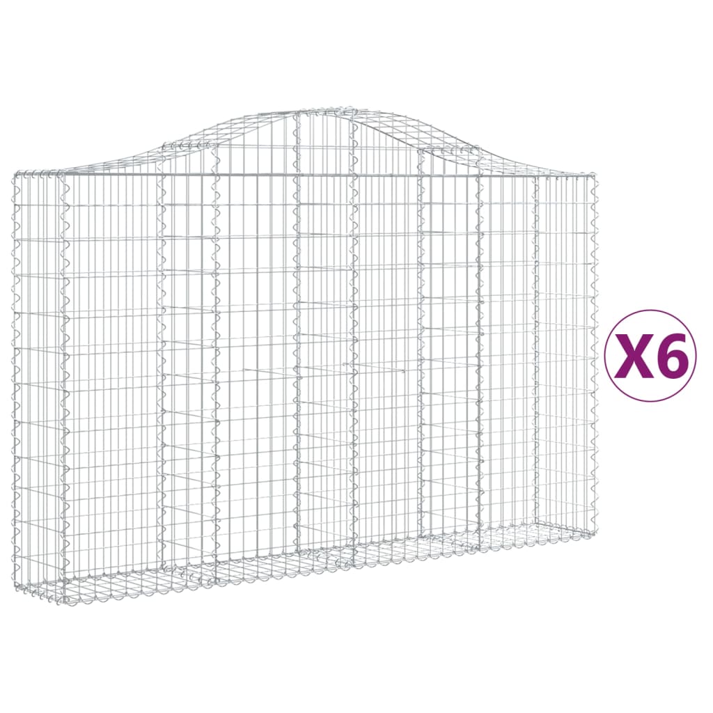 Gabionen Mit Hochbogen 6 Stk. 200X30X120/140Cm Verzinktes Eisen