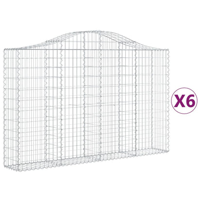 Gabionen Mit Hochbogen 6 Stk. 200X30X120/140Cm Verzinktes Eisen