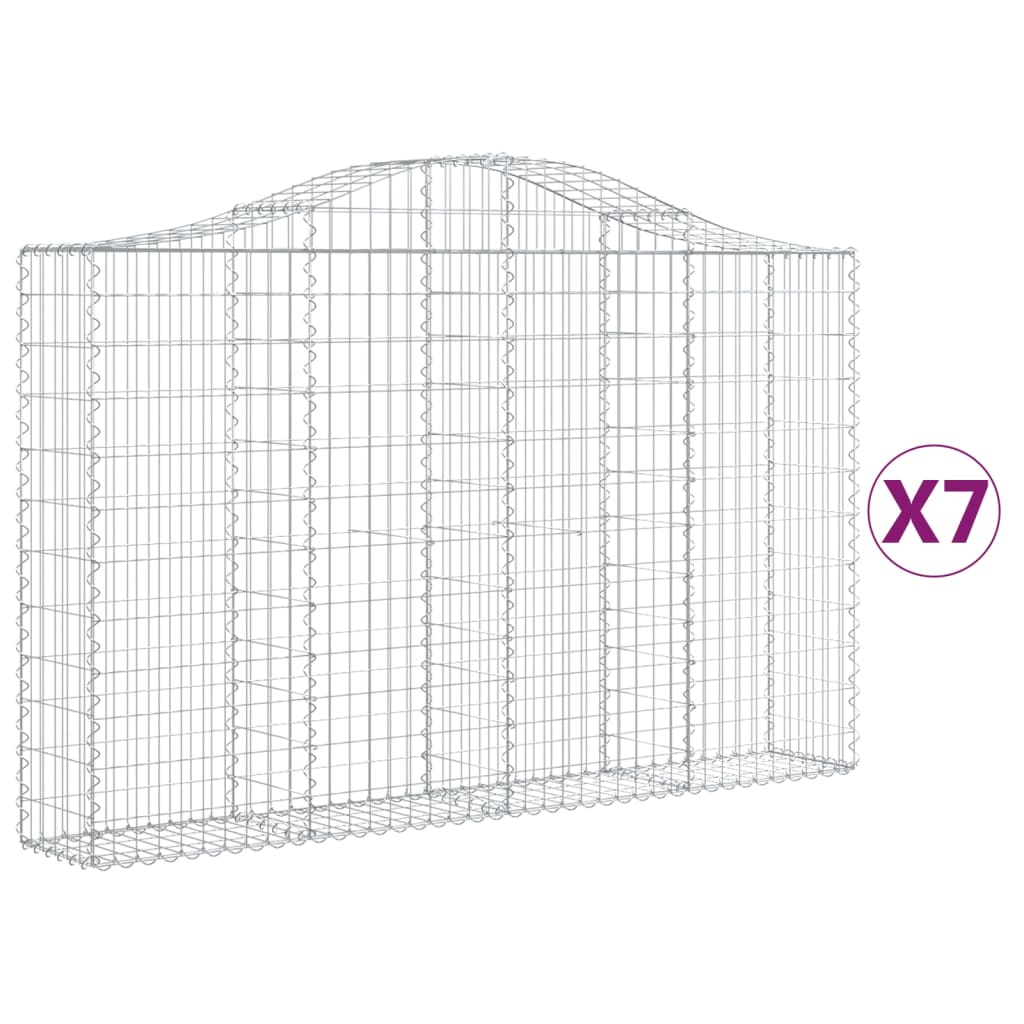 Gabionen Mit Hochbogen 7 Stk. 200X30X120/140Cm Verzinktes Eisen