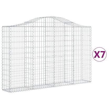 Gabionen Mit Hochbogen 7 Stk. 200X30X120/140Cm Verzinktes Eisen