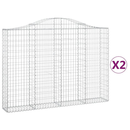 Gabionen Mit Hochbogen 2 Stk. 200X30X140/160Cm Verzinktes Eisen
