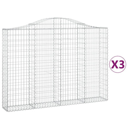 Gabionen Mit Hochbogen 3 Stk. 200X30X140/160Cm Verzinktes Eisen