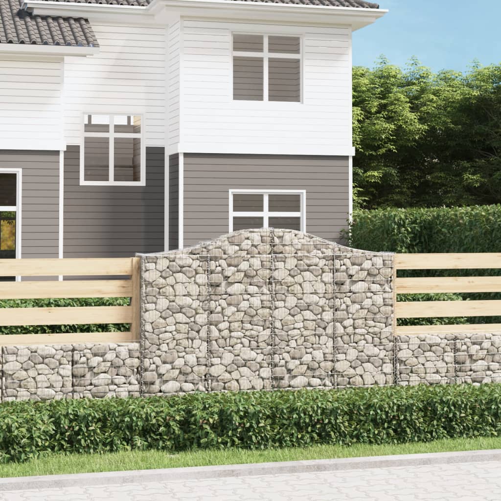 Gabionen Mit Hochbogen 3 Stk. 200X30X140/160Cm Verzinktes Eisen