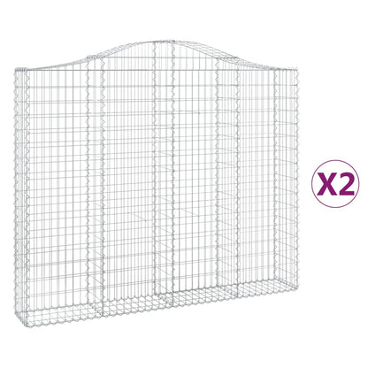 Gabionen Mit Hochbogen 2 Stk. 200X30X160/180Cm Verzinktes Eisen