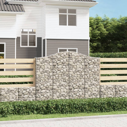 Gabionen Mit Hochbogen 2 Stk. 200X30X160/180Cm Verzinktes Eisen