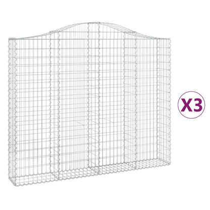 Gabionen Mit Hochbogen 3 Stk. 200X30X160/180Cm Verzinktes Eisen
