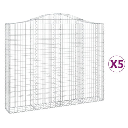 Gabionen Mit Hochbogen 5 Stk. 200X30X160/180Cm Verzinktes Eisen