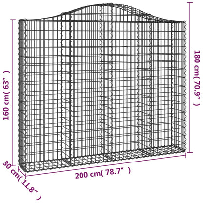 Gabionen Mit Hochbogen 5 Stk. 200X30X160/180Cm Verzinktes Eisen