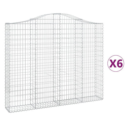Gabionen Mit Hochbogen 6 Stk. 200X30X160/180Cm Verzinktes Eisen