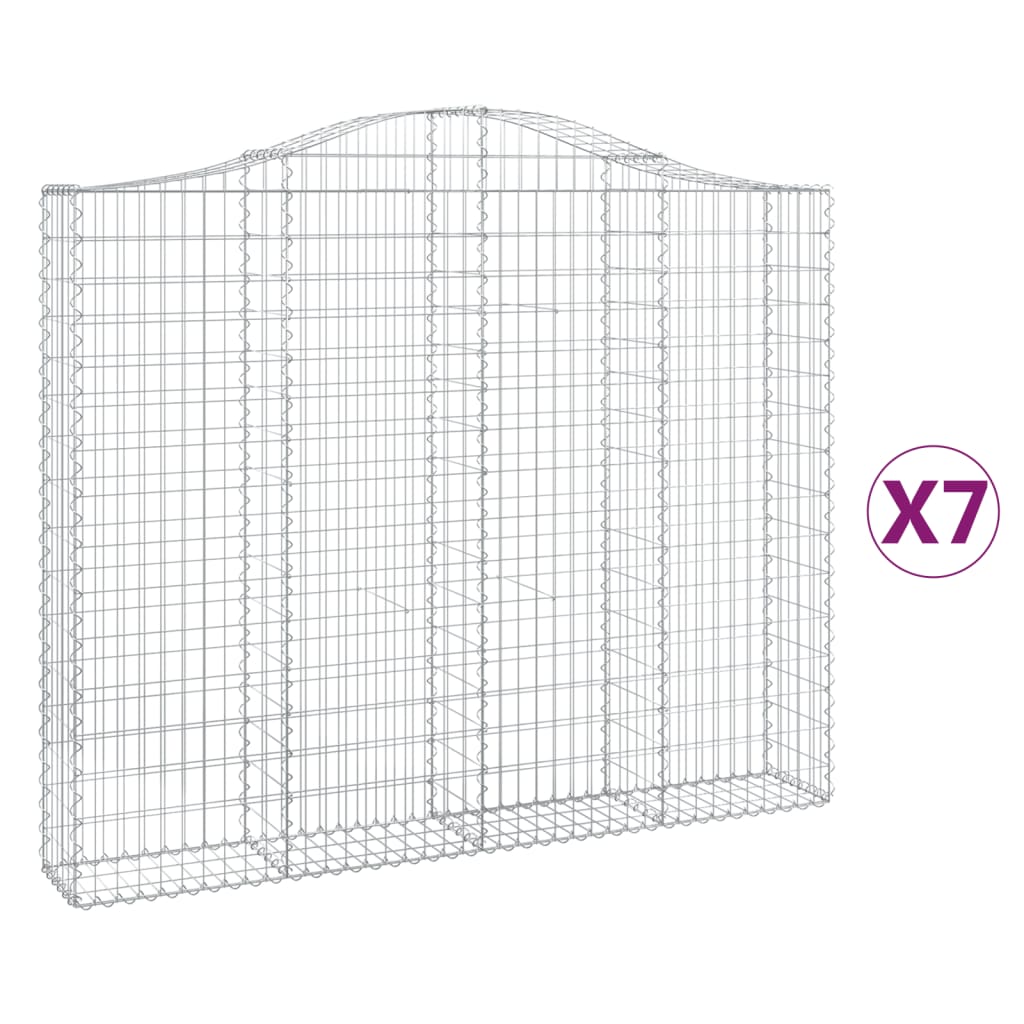 Gabionen Mit Hochbogen 7 Stk. 200X30X160/180Cm Verzinktes Eisen Cappuccino