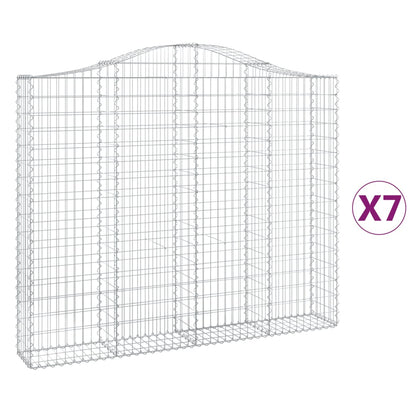 Gabionen Mit Hochbogen 7 Stk. 200X30X160/180Cm Verzinktes Eisen Cappuccino