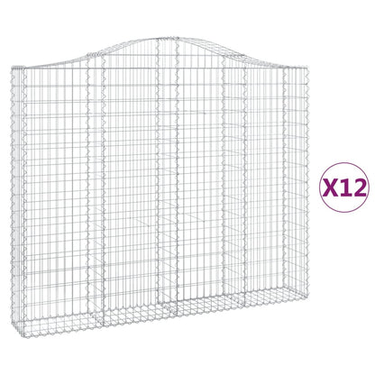 Gabionen Mit Hochbogen 12 Stk 200X30X160/180Cm Verzinktes Eisen