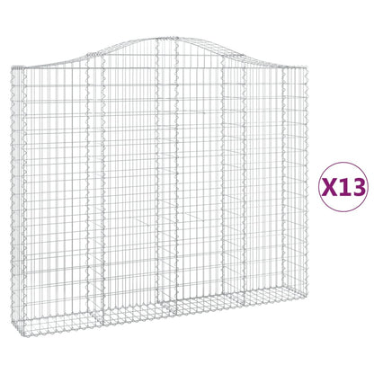 Gabionen Mit Hochbogen 13 Stk 200X30X160/180Cm Verzinktes Eisen