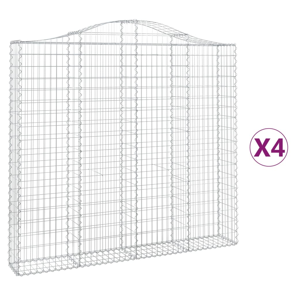 Gabionen Mit Hochbogen 4 Stk. 200X30X180/200Cm Verzinktes Eisen