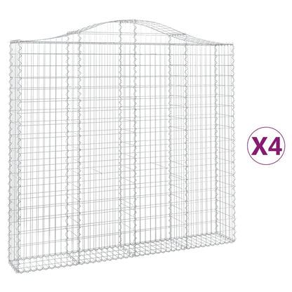 Gabionen Mit Hochbogen 4 Stk. 200X30X180/200Cm Verzinktes Eisen