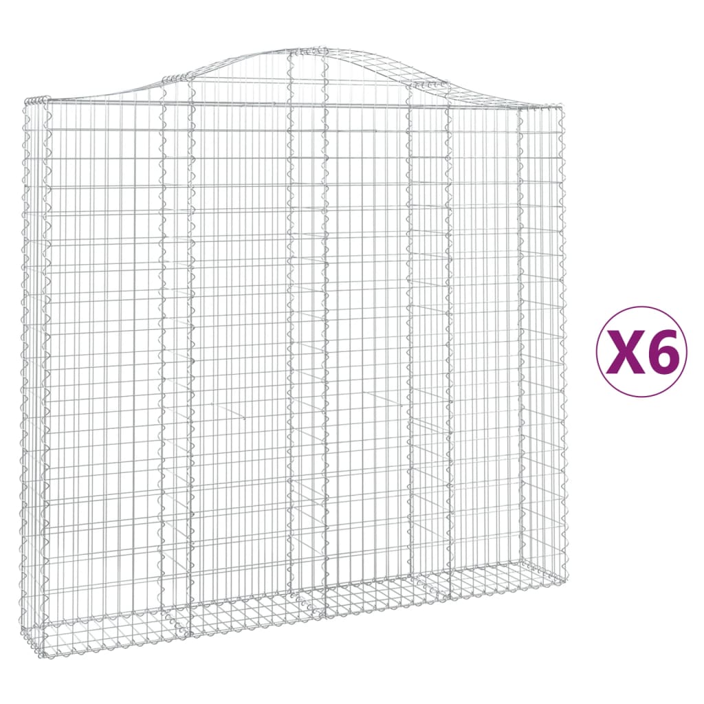 Gabionen Mit Hochbogen 6 Stk. 200X30X180/200Cm Verzinktes Eisen