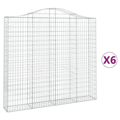 Gabionen Mit Hochbogen 6 Stk. 200X30X180/200Cm Verzinktes Eisen